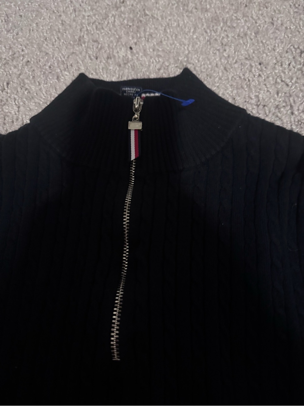 Tommy Hilfiger Black Ribbed Half-Zip Sweater